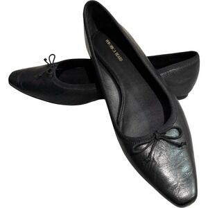 Veronica Beard Catherine‎ Bow Ballet Flats Size 8 Black Leather Shoes $345